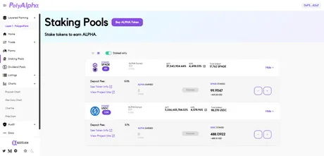 screenshot of PolyAlpha.Finance Staking Pools