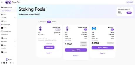 screenshot of PolygonFarm.Finance Staking Pools